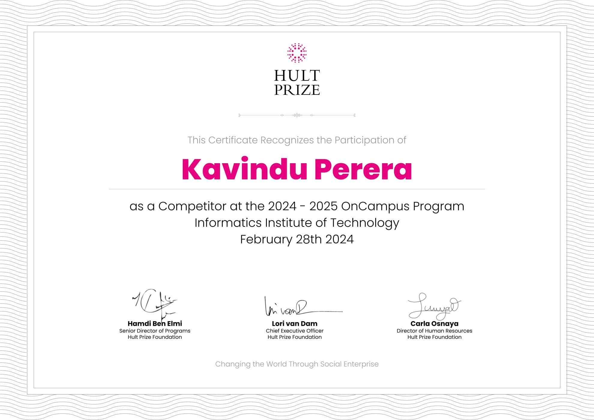 Competitor – Hult Prize OnCampus Program (2024-2025)